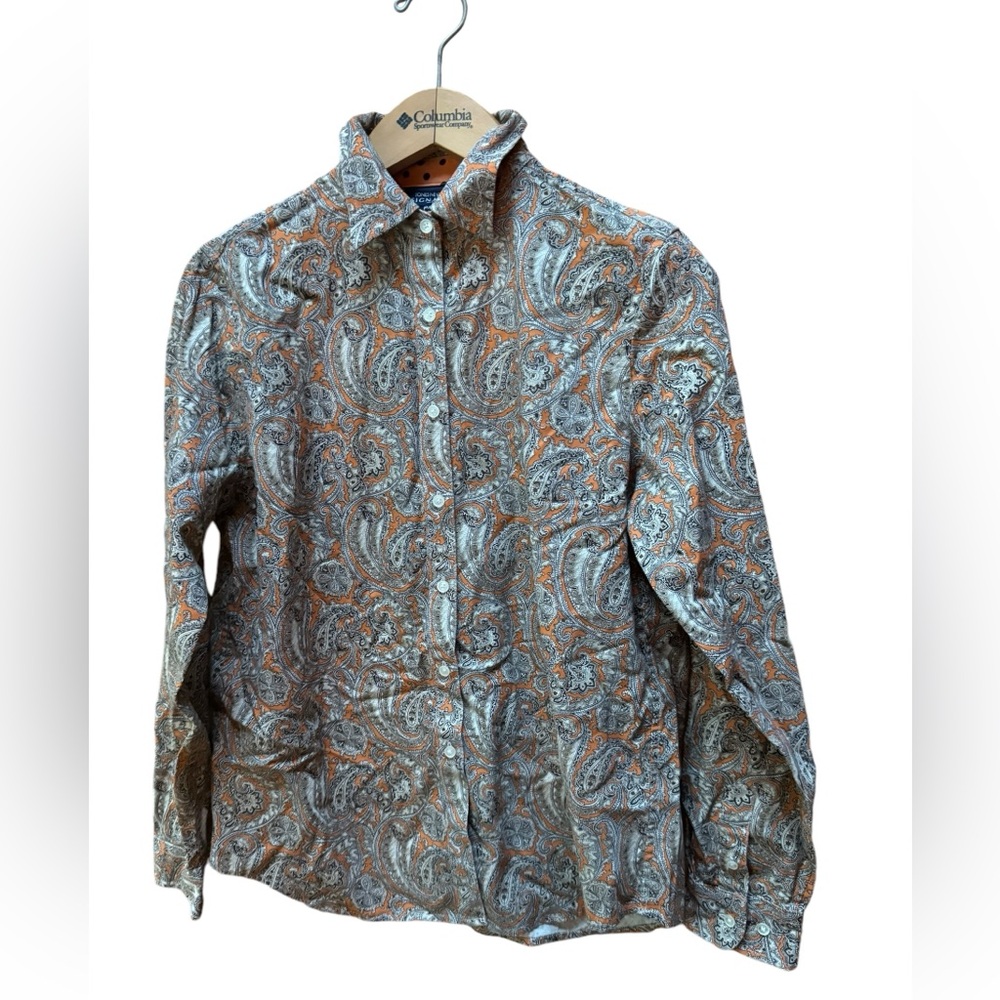 NWT‎ Jones New York 100% Cotton Paisley Button Down Shirt